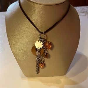 CUTE!!! Charm Necklace with Leather Strap